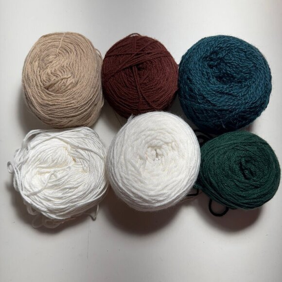 Quality Yarn Bundle - Cakes Teal, Brown, White, Tan #1605 - Picture 2 of 7